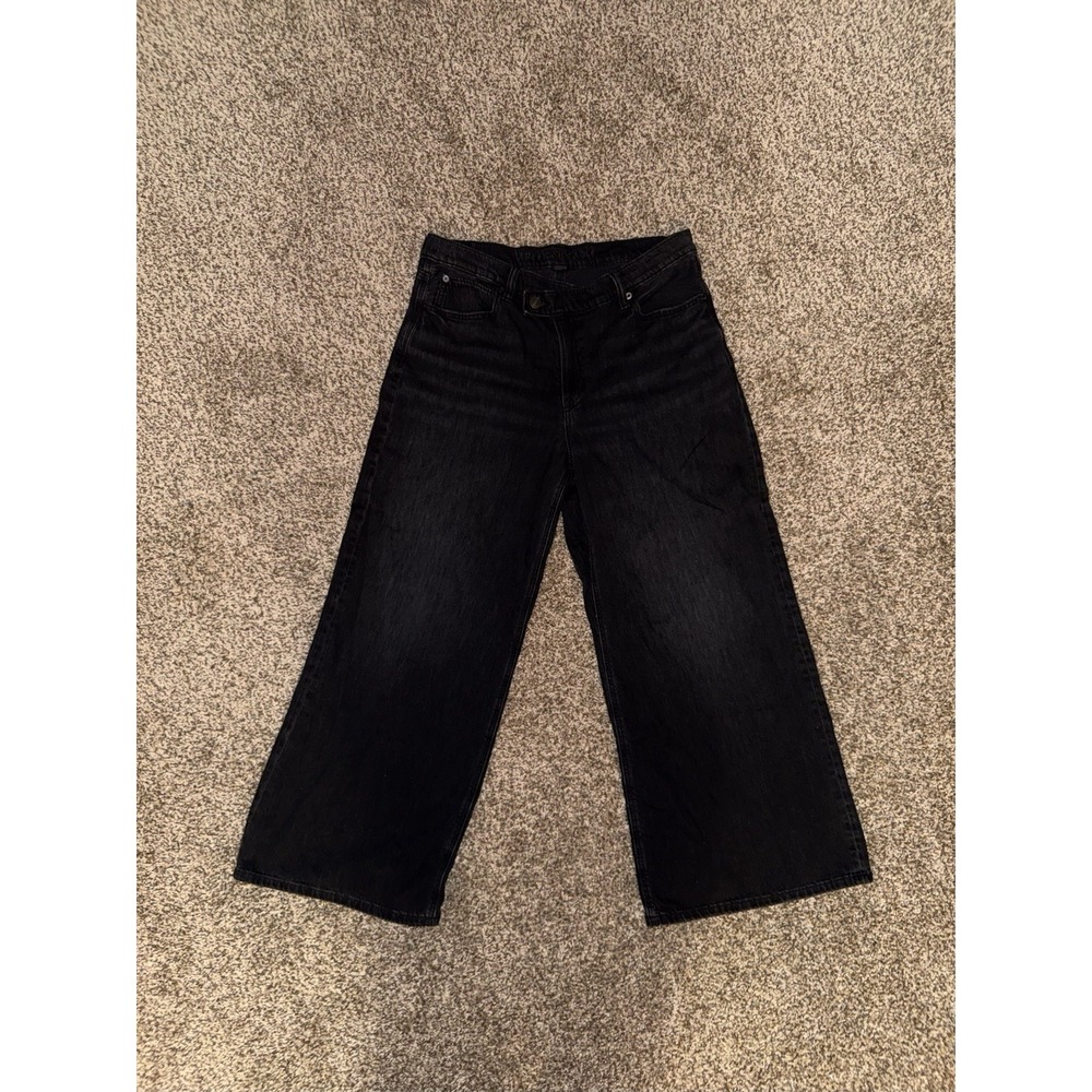 American Eagle Outfitters Wide-Leg Black Denim Jeans Size 10 Short